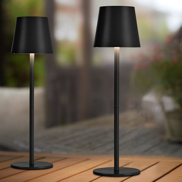Buria LED újratölthető asztali lámpa, 2 db-os szett, fekete