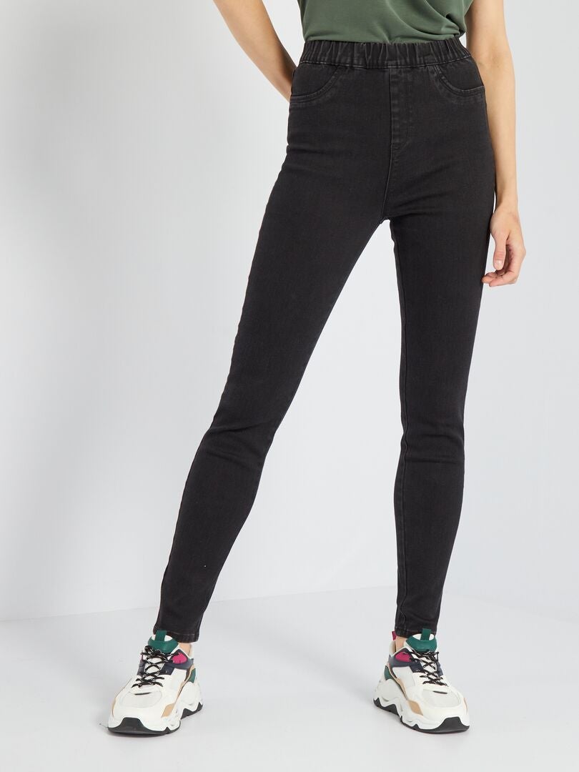 Jeggings de cintura alta e elásticas - PRETO