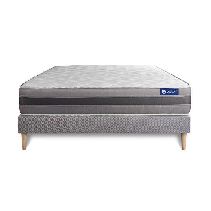 Mattress and bed base set 160x200 cm - Grey bed base (assembly required) - Actiflex Relax
