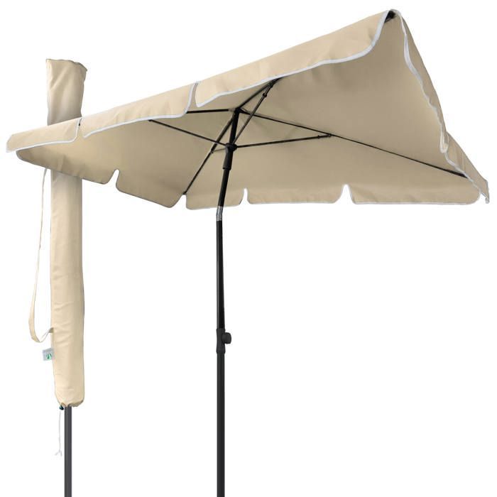 Sombrilla rectangular inclinable VOUNOT® 200x125cm Beige - Altura y ángulos ajustables - Funda protectora