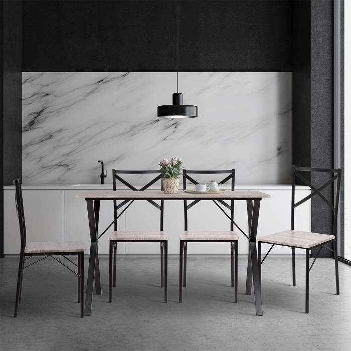 Conjunto de 1 mesa con 4 sillas - MDF y metal - COUNTRY