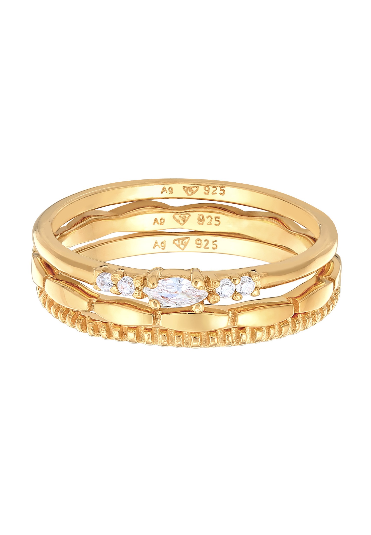 Elli Femmes pile Marquise Basique Set avec cristaux de zirconium en argent sterling 925