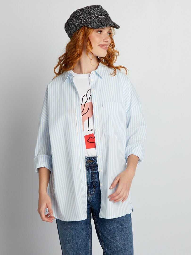 Camisa oversized de popeline - AZUL