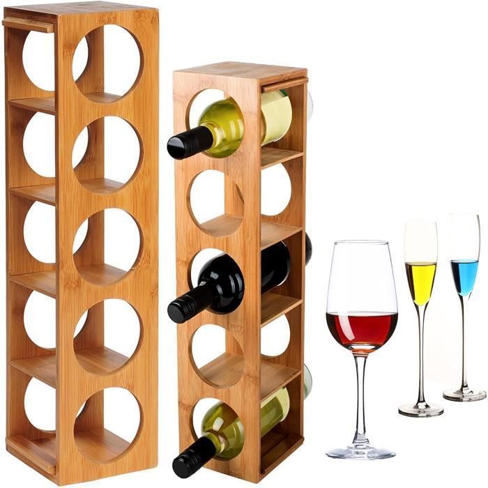 SBSS0014 Étagère à vin pour 5 Bouteilles,PorteBouteilles en Bambou 196