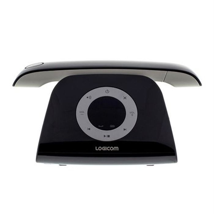 Teléfono fijo inalámbrico - LOGICOM - Diseño retro - Pantalla retroiluminada - Memoria para 20 contactos - Negro