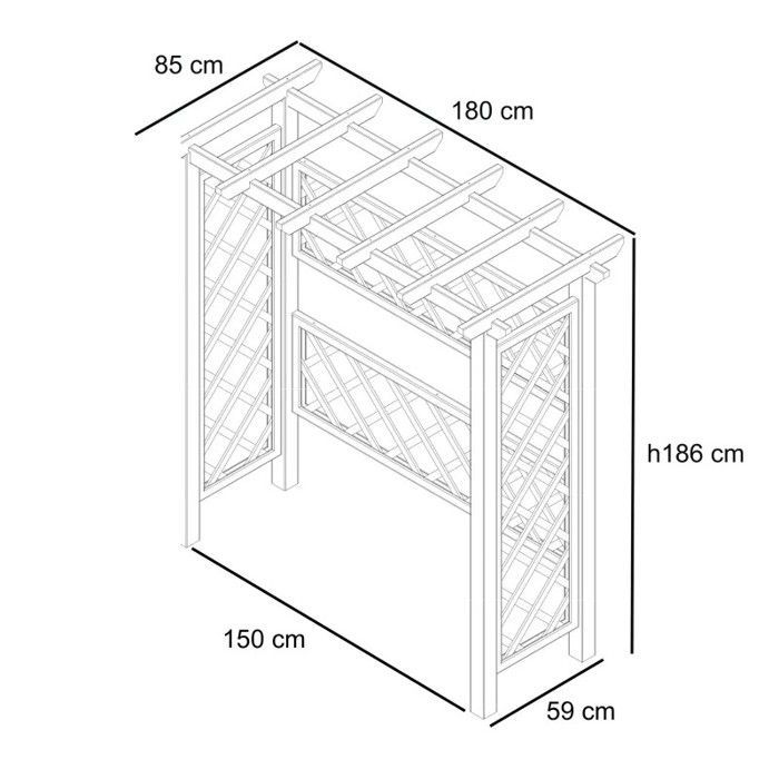 Cache poubelle Abri poubelles et bûches 3 panneaux h186 x 180 x 85 cm