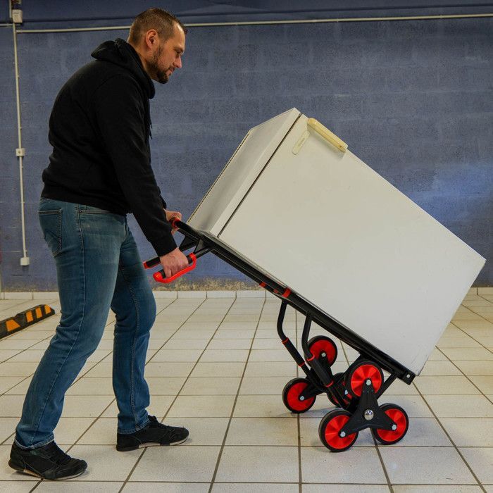 Carretilla plegable para subir escaleras - 300 kg - Acero reforzado - Asas ergonómicas - Plataforma plegable - Para transporte y manipulación