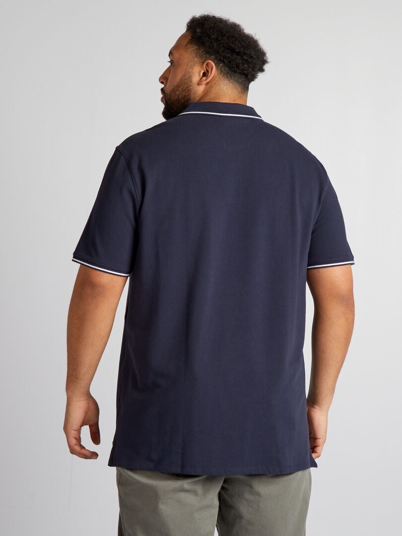 Camisa polo de algodão contrastante - azul