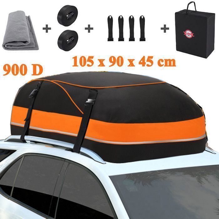 Cofre de techo para coche - 425 L/15 pies cúbicos - Tejido Oxford 900D - Bolsa de techo para coche flexible y duradera para viajes