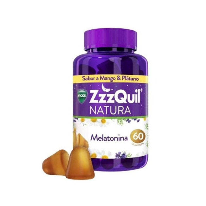 ZZQUIL Natura guminukai su mangais ir bananais, padedantys užmigti. Vitaminai ir mineralai.