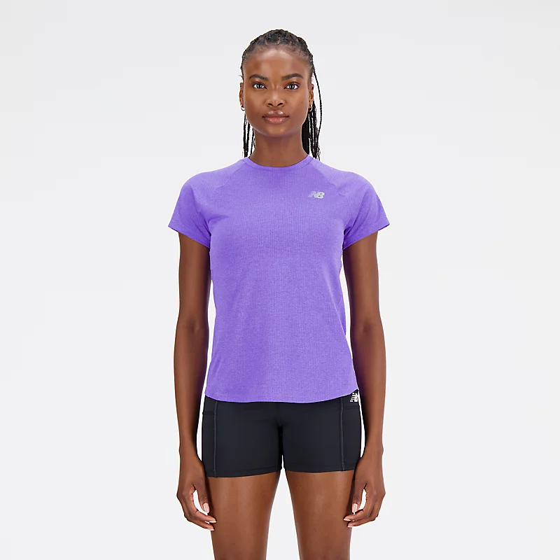 Koszulka z krótkim rękawem do biegania Impact Run damska - ELECTRIC INDIGO HEATHER