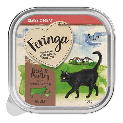 12 bandejas de 100g de ração úmida Feringa Classic Meat Menu para gatos - Preço especial!*