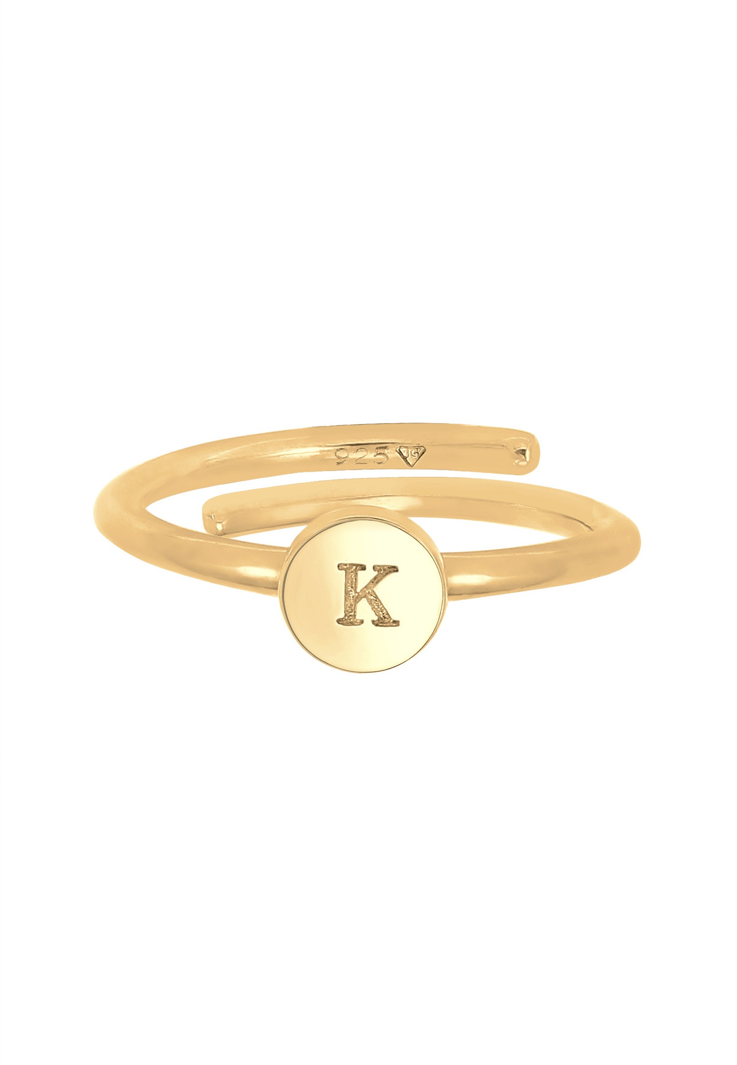 Elli Femmes Lettre K Basic Minimal Ajustable en argent sterling 925