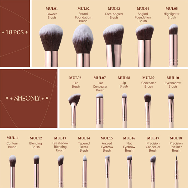Livingandhome 18-delige professionele make-upkwastenset in nude roze