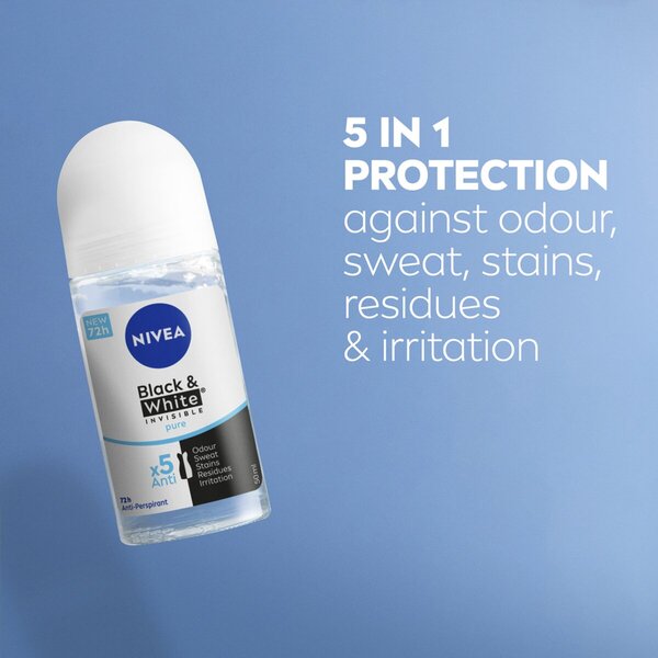 NIVEA Black & White Invisible Pure Antitranspirant Roller<br>50ml