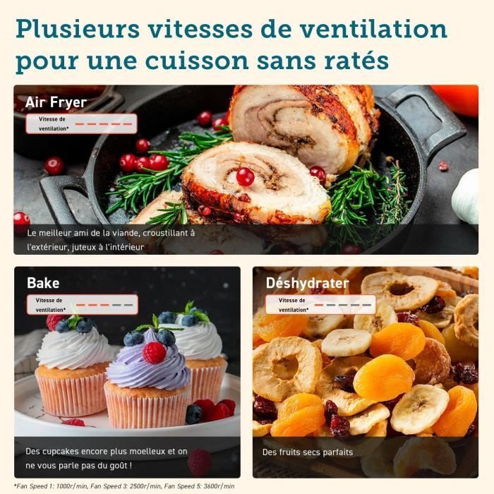 Friteuse sans huile COSORI - Turbo Blaze Chef Edition - Capacité 6L - 6 programmes - 1725W - Noir