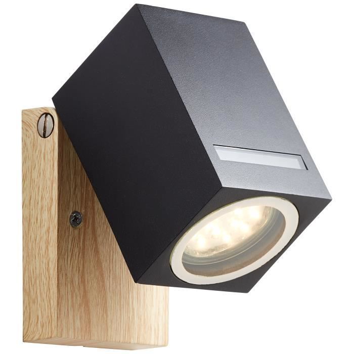 Aplique de pared exterior GALENI - BRILLANTE - negro/natural - metal/cristal - GU10 1x20W