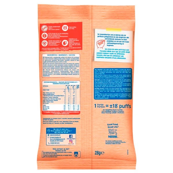 Nestlé Baby Snack Puffy Puffs 7M Kukuruzne pufnice od banane i jagode<br>28g