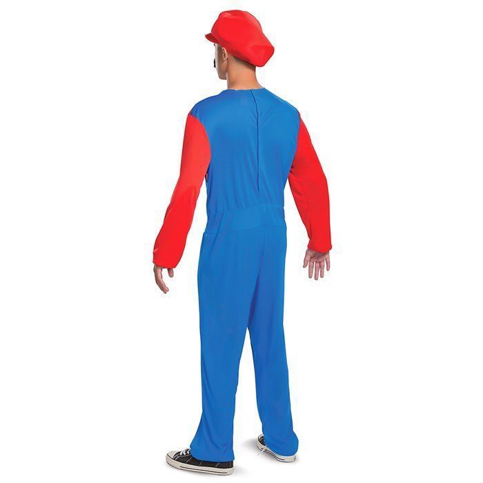 Offizielles Mario-Kostüm für Erwachsene – blauer und roter Overall, Mütze und Schnurrbart