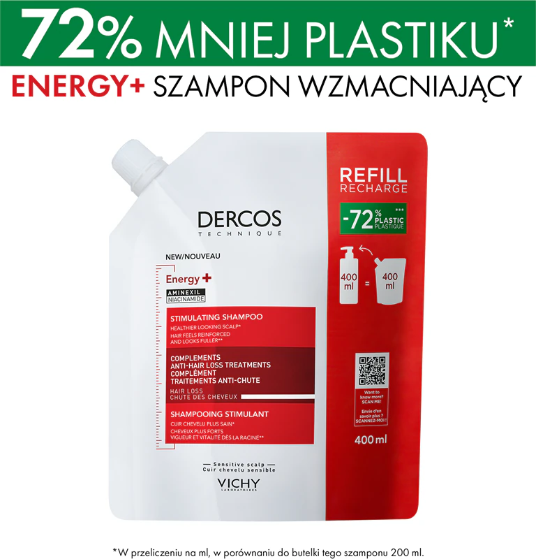 Vichy Dercos Energizujúci posilňujúci šampón proti vypadávaniu vlasov