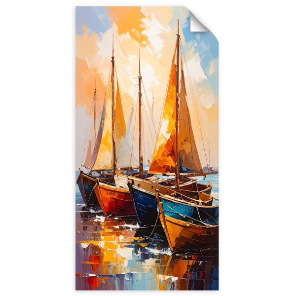 Naklejka samoprzylepna Feeby Statki Łodzie w porcie morskim 40x80