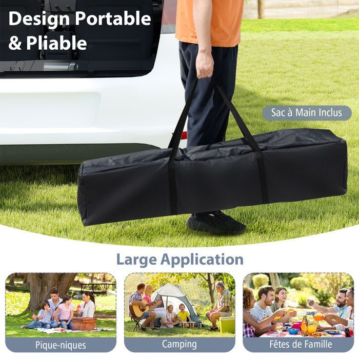 Tonnelle de Jardin Réception 394 x 394cm-COSTWAY- Pop-Up Hauteur Réglable à 3 niveaux -6 à 8 Personnes-Anti-UV Pliable pour Fête