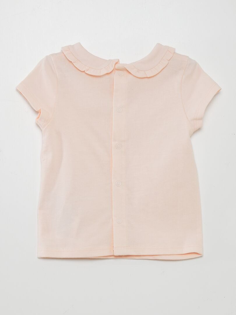 T-shirt met Claudine-kraag - ROZE