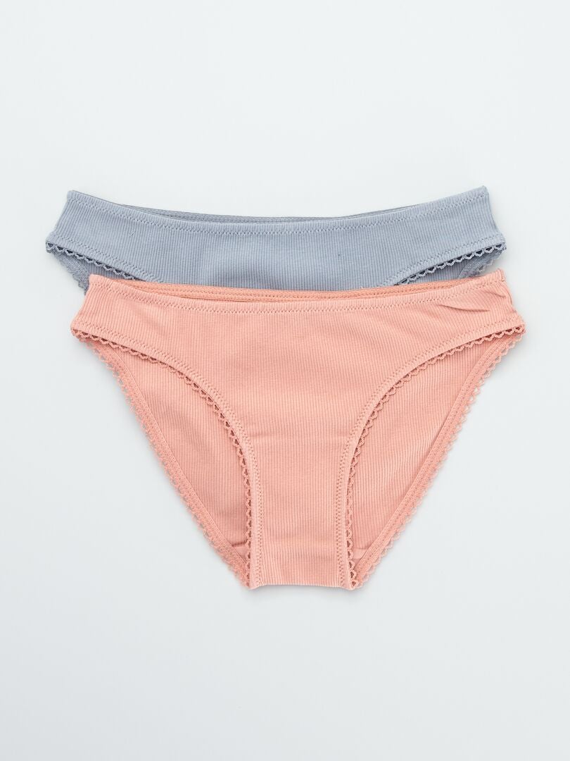 Calcinhas de malha canelada - Conjunto com 2 unidades - ROSA