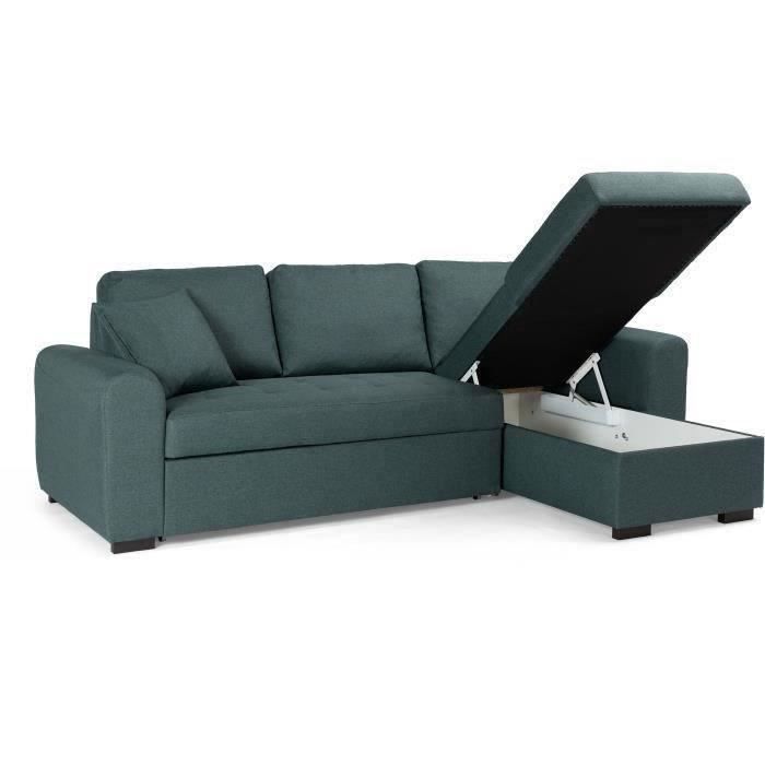 4-Seater Reversible Corner Sofa Bed - Green Fabric - W 244 x D 151 x H 90 cm - HAMILTON - Made in Ukraine