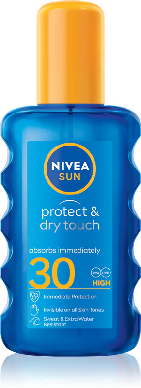 Protetor solar em spray invisível NIVEA SUN Protect & Dry Touch FPS 30
