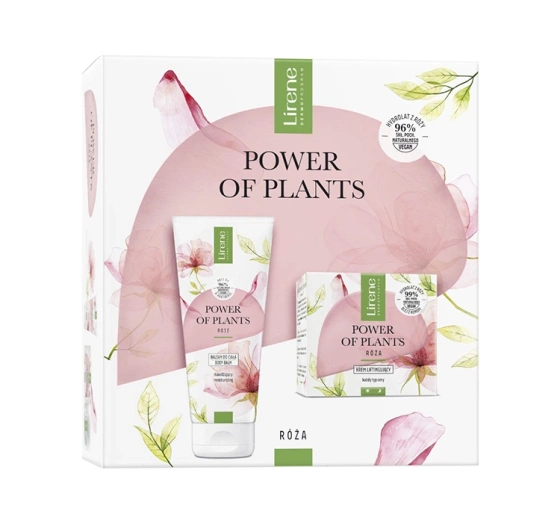 Lirene Power of Plants Róża zestaw prezentowy krem do twarzy 50 ml   balsam do ciała 200 ml