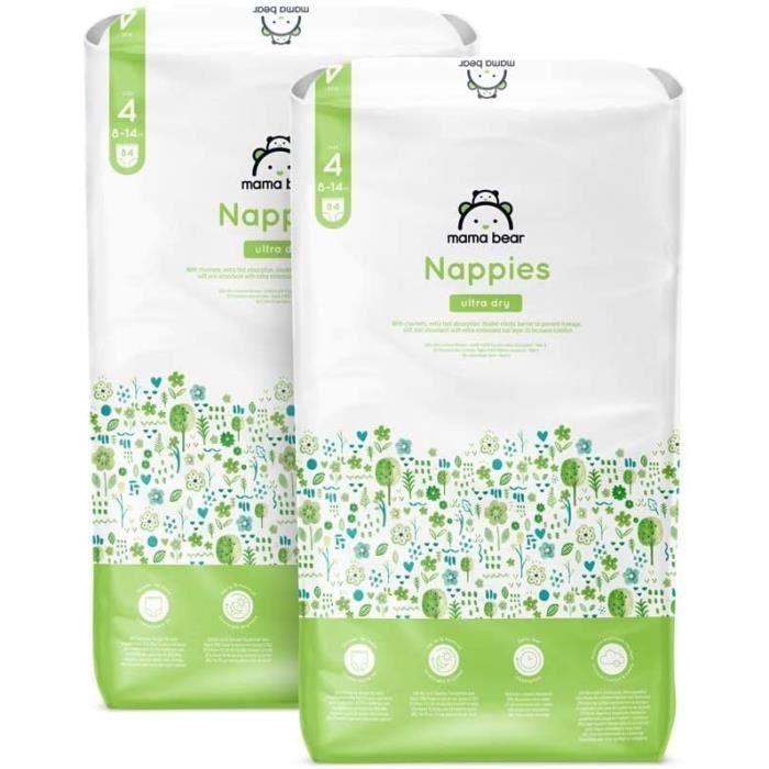 Marque A - Mama Bear - Couches bébé ultra absorbantes - Taille 4 8-14 kg - 168 Couches bébé