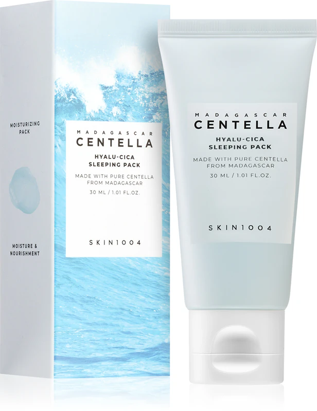 SKIN1004 Nočná maska s madagaskarskou pupočníkom Hyalu-Cica na spanie Hydratačná a pleť zdokonaľujúca nočná maska, ktorá spevňuje pleť