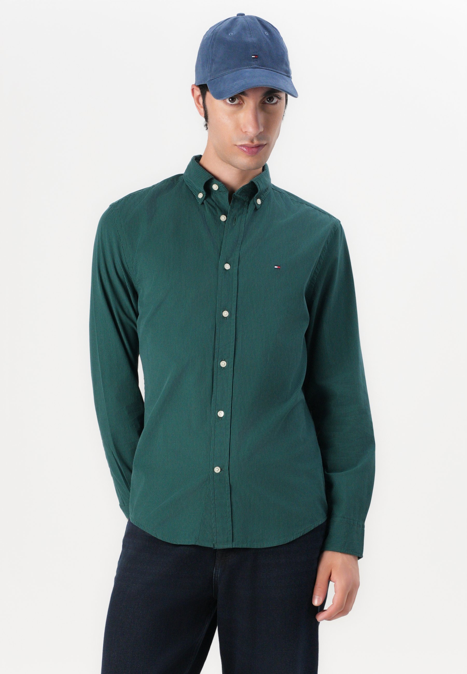Tommy Hilfiger MICRO GINGHAM SHIRT - Shirt - siergroen