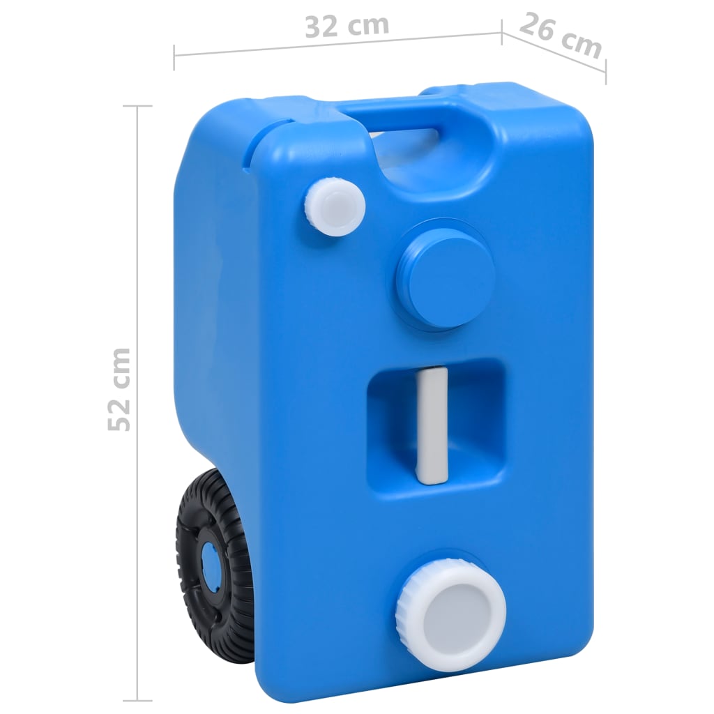 Vidaxl Depósito De Agua Con Ruedas Para Camping Azul 25 L