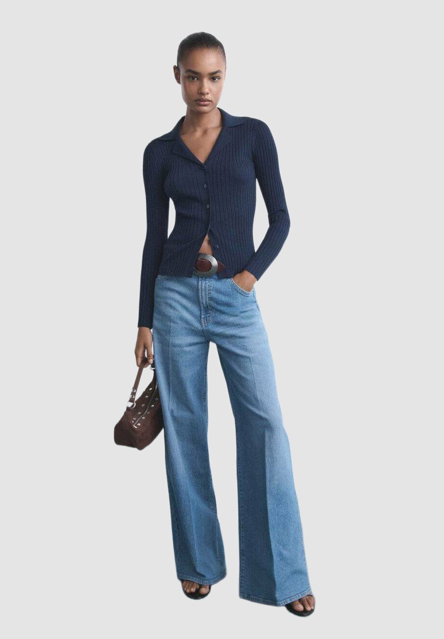 Mango RISE WIDE - Jeansy dzwony - niebieskie