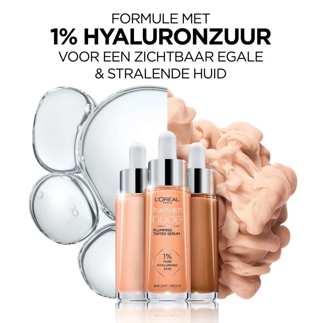 „L'Oréal Paris Hyaluronsäure-Serum True Match Nude“ putlinantis tonuotas serumas – 30 ml