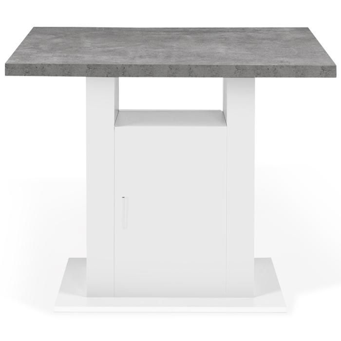 IDMARKET Ilot central UGO 110 cm plateau effet béton et blanc avec rangements