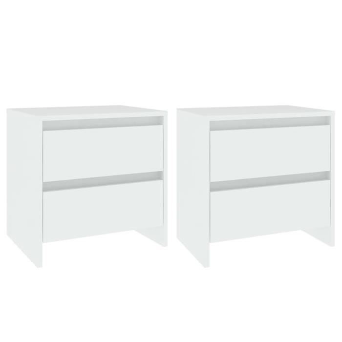 vidaXL Tables de chevet 2 pcs Blanc 45x34,5x44,5 cm Aggloméré