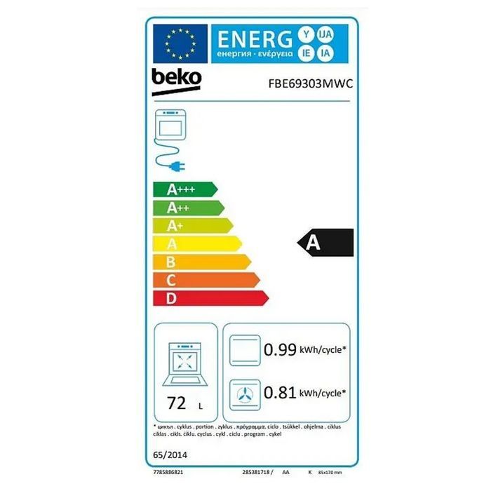 Cuisinière induction - BEKO - FBE69303MWC - 72 L - 4 foyers induction (booster) - Blanc