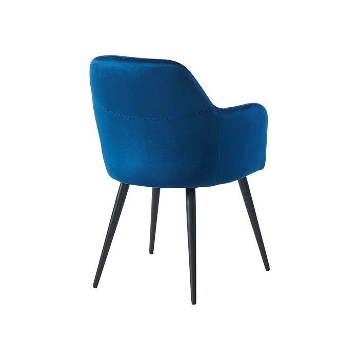 Set di 6 sedie con braccioli in velluto e metallo nero - Blu - ELEANA