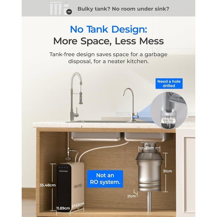 Waterdrop TSU Ultra Filtrations Untertisch-Wasserfiltersystem mit Wasserhahn, Smart Panel, keine Wasserverschwendung