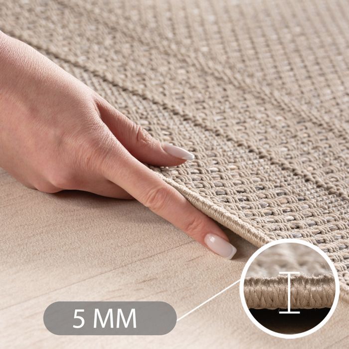 Tapete SIMPEX para exterior, bege, 140x200 cm, ideal para a cozinha, design liso com borda.