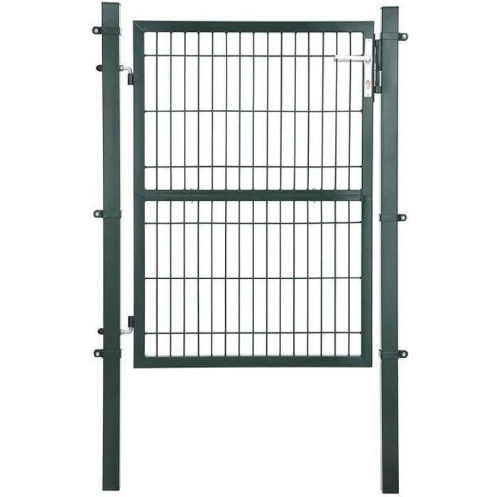 Puerta de acero galvanizado - SONGMICS - GGD175L - Verde - 106 x 125 cm - Con cerradura, manilla y llave