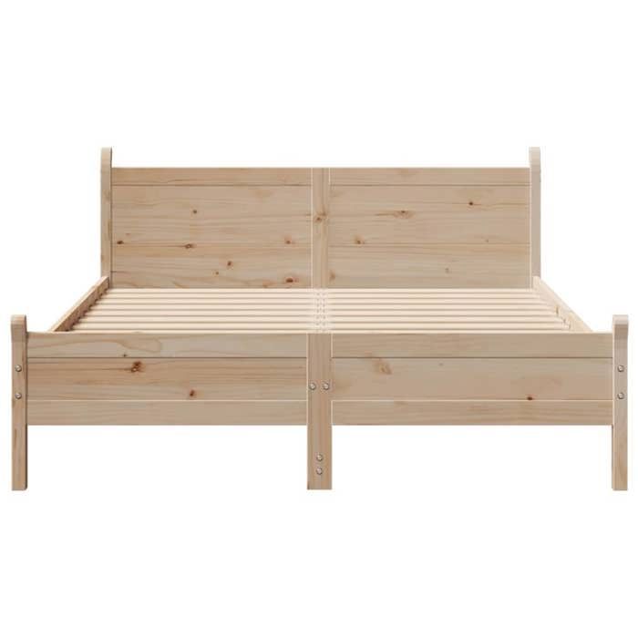 Estructura de cama de madera maciza de pino - JILL - 120x190 cm - Madera maciza de pino - Base de láminas - Espacio de almacenamiento