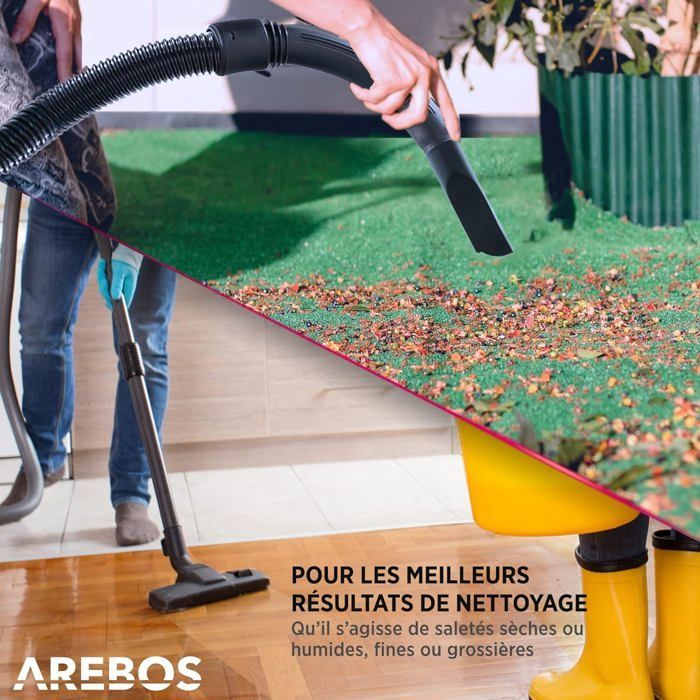 AREBOS Industrial Vacuum Cleaner | Wet and Dry Vacuum Cleaner | Dry and Wet Vacuum Cleaner | 5-in-1 | 1300W | 30L | Stainless Steel |
