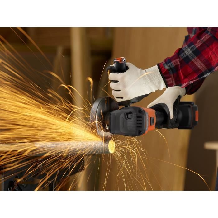 Meuleuse sans fil + batterie 4Ah + chargeur - BLACK&DECKER - BCG6L8F1S-QW - Brushless - 18V - 115m - Avec 3 disques et sac de transp