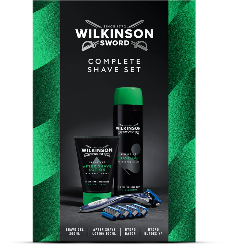Conjunto de barbear completo Wilkinson Sword, kit de presente para barbear