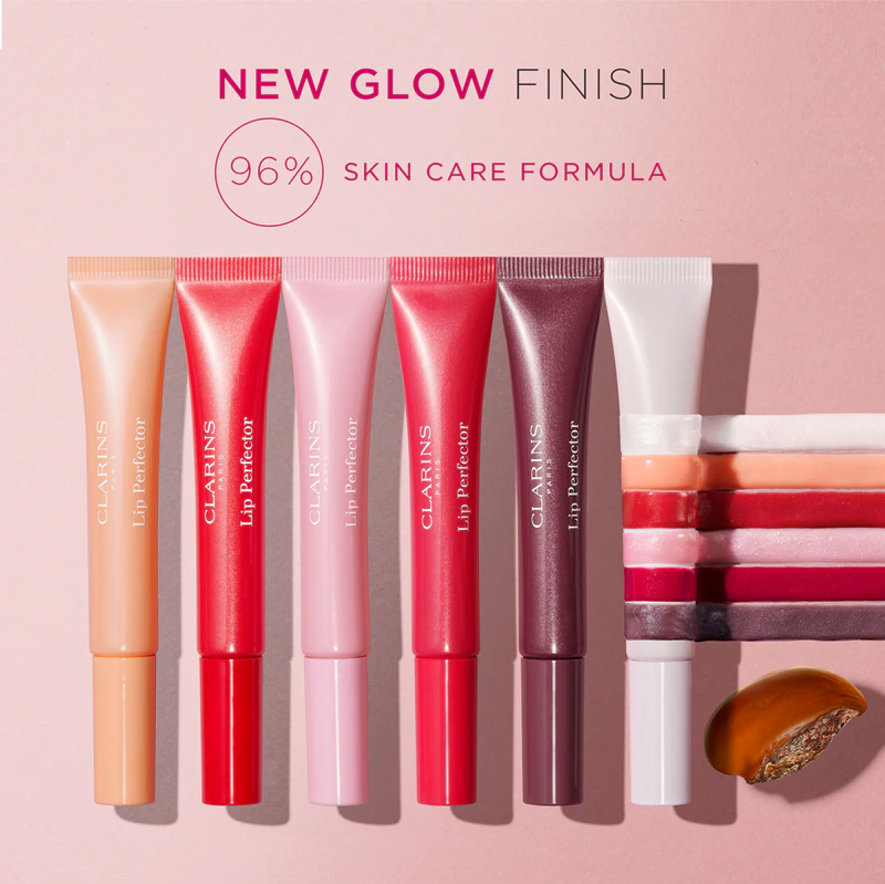 Gloss labial Clarins Lip Perfector Glow com brilho para lábios e bochechas