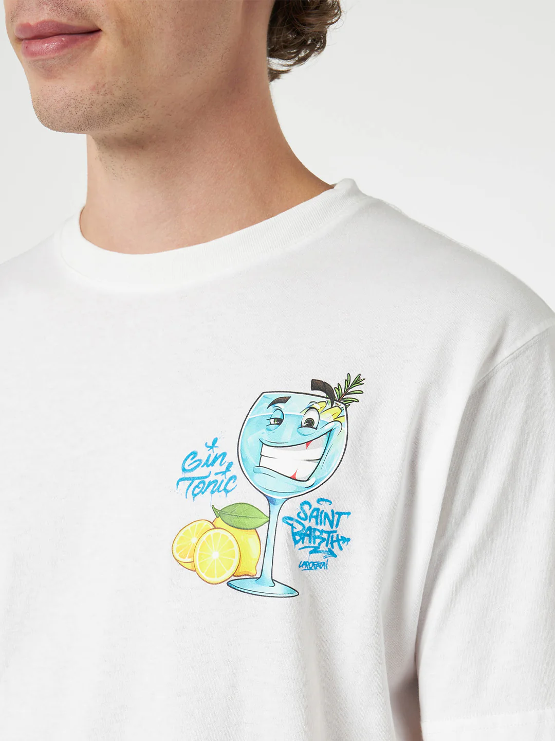 Cryptopuppets Gin Tonic heren T-shirt van katoen met geplaatste print